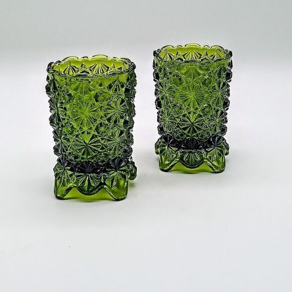 Vintage Green Glass 4-Toed Toothpick Holders (2) - Picture 2 of 6